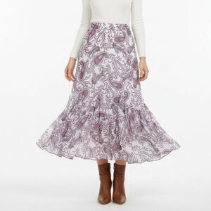 Ann Taylor Paisley Print White & Pink A Line Maxi Full Length Skirt S